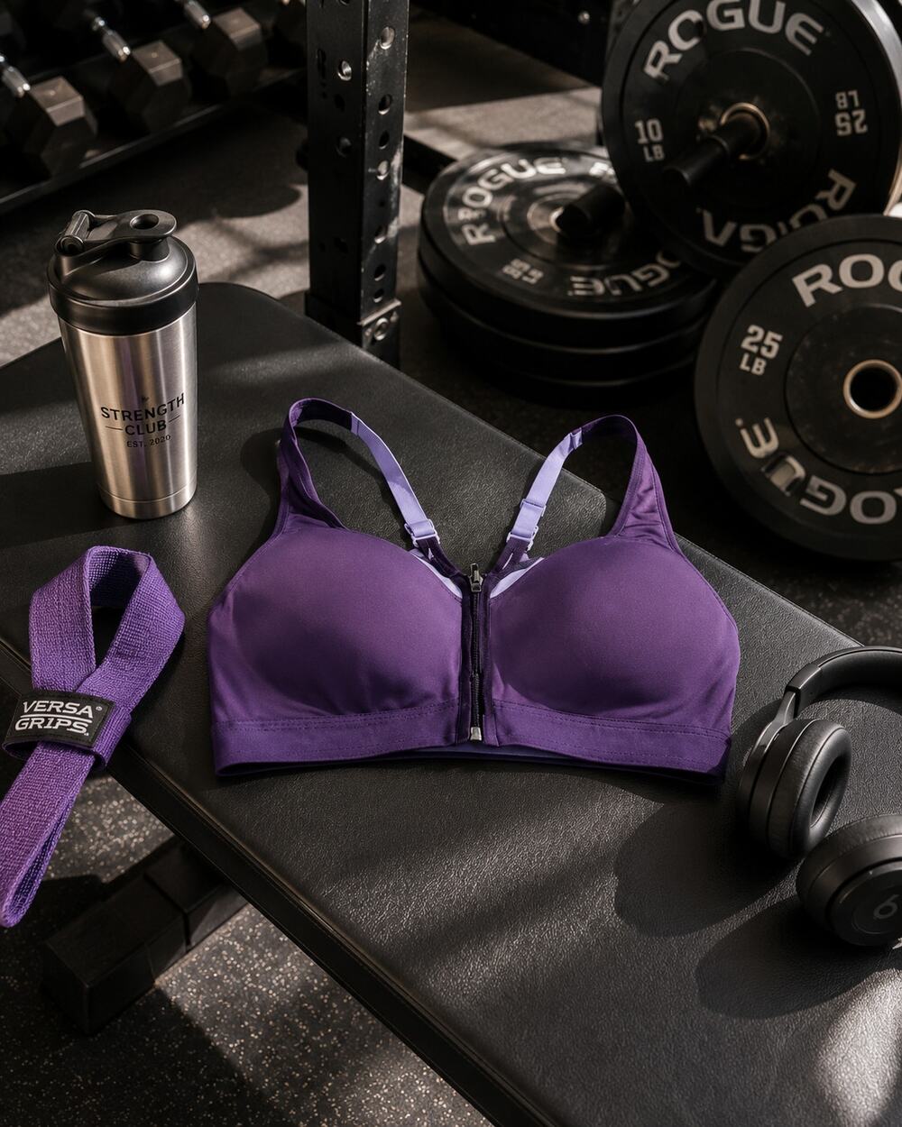 Champion Purple Front Zip High Impact Sports Bra Size Large